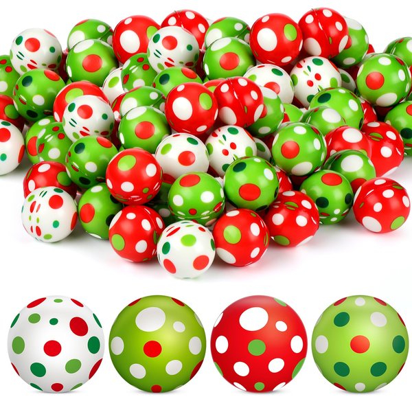 Zhanmai 60 Pcs Red and Green Christmas Stress Ball Bulk 1.57 Inch Lime Green Foam PU Stress Relief Balls Squeeze Mini Xmas Stress Balls Toys for Party Favors Stocking Stuffers Gifts Goodie Bag Fillers