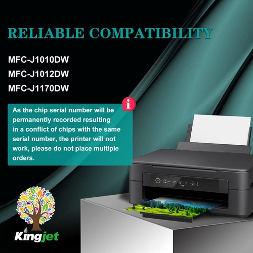 Kingjet LC401 Ink Cartridges Replacement for Brother LC401 Ink Cartridges Compatible with LC401 Ink Cartridges for Brother Printer MFC-J1010DW MFC-J1170DW MFC-J1012DW, 4PK（Black/Cyan/Magenta/Yellow