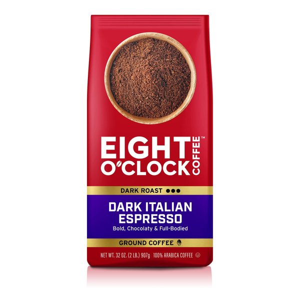 Eight O'Clock Coffee Dark Italian Espresso, 32 Ounce (Pack of 1) Dark Roast Ground Coffee, 100 % Arabica, Bold & Chocolaty