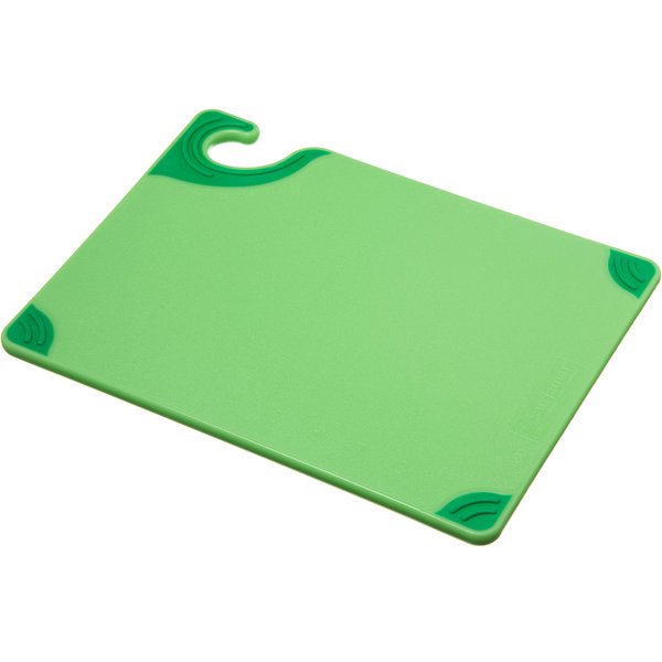San Jamar Saf-T-Grip Plastic Cutting Board with Safety Hook, 9" x 12" x 0.375", Green