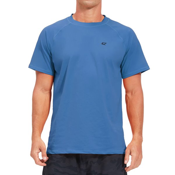 Men's Swim Shirts Rash Guard UPF 50+ UV Sun Protection T-Shirt Quick Dry Fishing Beach T Shirts Short Sleeve(RoyalBlue,XL)