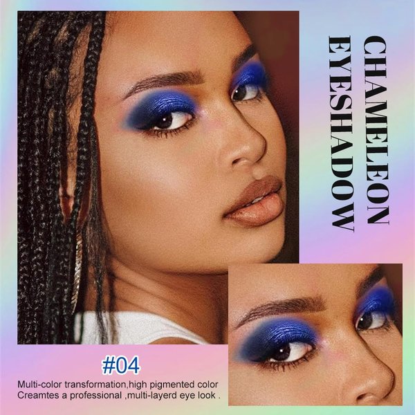 VERONNI Chameleon Eyeshadow,3Colors Liquid Metallic Eyeshadows Color Shifting, Holographic Glitter Multichrome Eye Shadow High Pigmented, Long Lasting and Smudge Proof (#04)