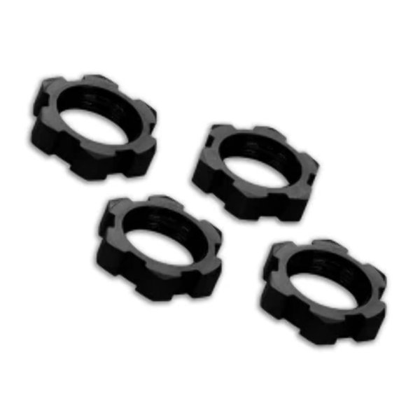 Traxxas TRA7758A Wheel Nuts, splined, 17mm, Serrated (Black-Anodized) (4)