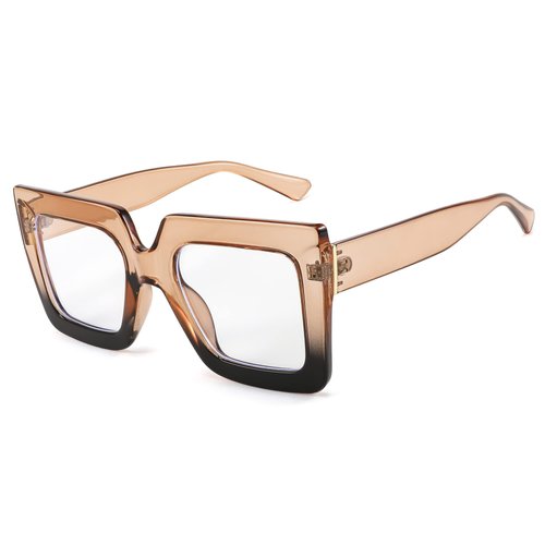 FEISEDY Fashion Oversized Blue Light Glasses for Women Anti Fatigue Thick Square Computer Eyewear B2381