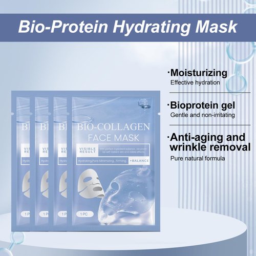 YOUSHEME Skinqueen Anti Wrinkle Mask,Collagen Mask, Skinqueen Bio Collagen Face Mask, Bio-Collagen Deep Mask, Pure Collagen Films Korean Deep Hydrating Mask (4PCS)