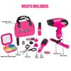 Big Mo’s Toys Kids Beauty Makeup and Hair Salon Set, Girls Pretend Play Toy with Cosmetic Bag, Hairdryer, Curling Iron, Blush Pallet with Mirror, Lipstick & Styling Accessories, 12 Piece Kit