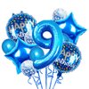 Balloons, 11 pcs Foil Balloons 9 Year Old for 9st Birthday Party Supplies Decoration， Confetti Balloon Kids Party Balloons Birthday Party Supplies 9 Years Old Birthday Balloon for Kids (9th, Blue)
