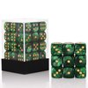 36 of Pack 12MM 6 Sided Mini Dice Set,Pearl Pattern Game Dice Set, 6 Sided Standard Dices for Yahtzee, Bunco or Teaching Math,with Portable Plastic Box(Green Pearl)