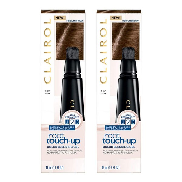 Clairol Root Touch-Up Semi-Permanent Hair Color Blending Gel, 5 Medium Brown, Pack of 2