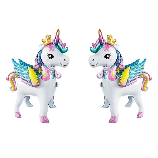 Standing Unicorn foil Balloon, 3D Magical Crown Wings Unicorn Party Balloons, Girls Birthday Wedding Baby Shower Decorations Party Supplies (25inch 2PCS)