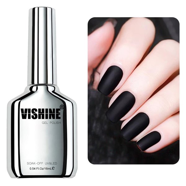 Vishine Matte Gel Top Coat, 16ml Gel No Wipe Matte Top Coat Soak Off Nail Lamp Gel Nail Polish Matte Finish Long-lasting for Nail Art DIY Home Nail Salon