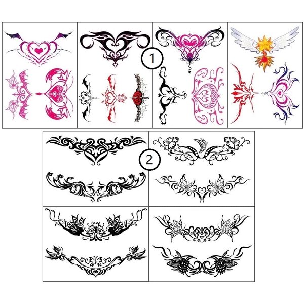 4 Sheets Tattoos Stickers Tribal Flowers Butterfly Waterproof Temporary Waist Cover Scar Female Belly for Women and Girls (2-Black Tribal Waist)