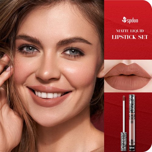 Onkessy 8 Colors Matte Lipstick labiales mate Matte Liquid Lipstick Set, Long-Lasting 12, Smudge Proof, Waterproof, Velvet Black Lipstick for women