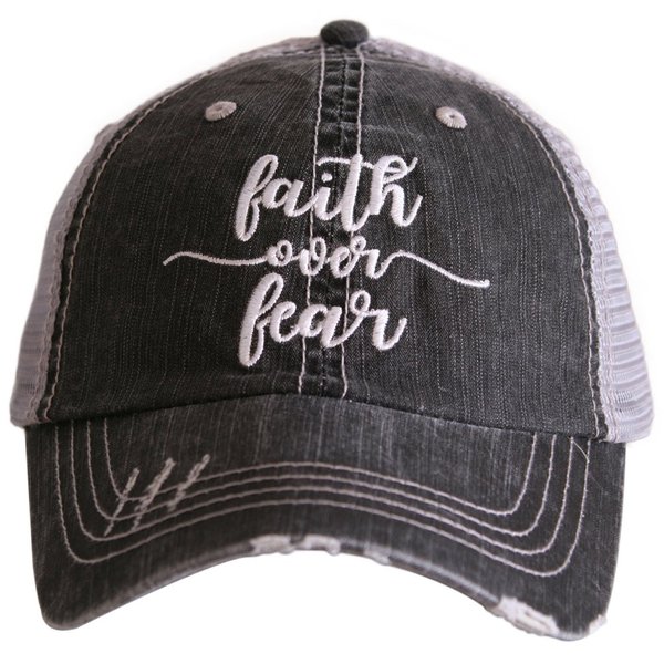 KATYDID Faith Over Fear Baseball Hat - Trucker Hat for Women - Stylish Cute Ball Cap Gray