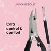 JAPONESQUE Soft Touch Toenail Clipper & Cuticle Pusher Manicure Set for Salon Quality Results, Anti-Slip Grip, Stainless Steel