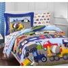 Construction Trucks, Police Cars, Tractors, Boys Twin Comforter Set (5 Piece Bedding)