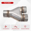 FGJQEFG T409 Stainless Steel Y Pipe 2.25'' Inch ID Single to 2'' Inch ID Dual Stamped Exhaust Adapter Connector, Overall Length: Approx. 10", Universal