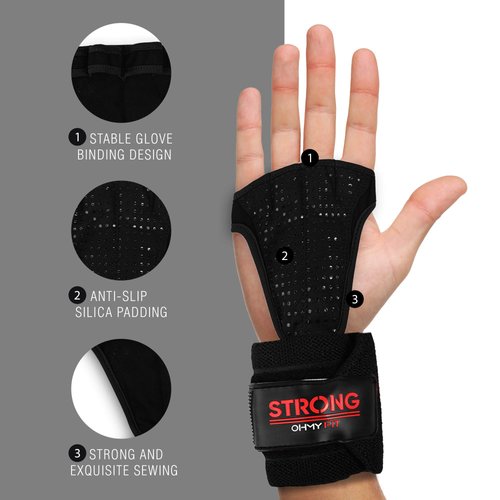 OHMY FIT Men's Durable Wrist Wrap Fitness Gloves