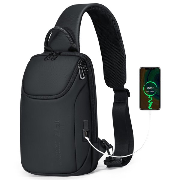 Fenree.geer Sling Bag for Men, Waterproof Anti Thft Crossbody Shoulder Chest Bag Small Backpack for Women, Lightweight One Strap Travel Casual Daypack Backpack with USB Port