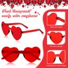 MTLEE 8 Pcs Valentines Day Red Heart Head Bopper Headband and Heart Shaped Sunglasses Transparent Candy Color Rimless Eyewear
