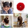 Faux Fur Hair Scrunchies, Pom Pom Hair Tie Furry Hair Bands with Faux Rabbit Fur Fluffy Elastic Hair Bobbles Ponytail Holders Girls Women Hair Accessories (white)