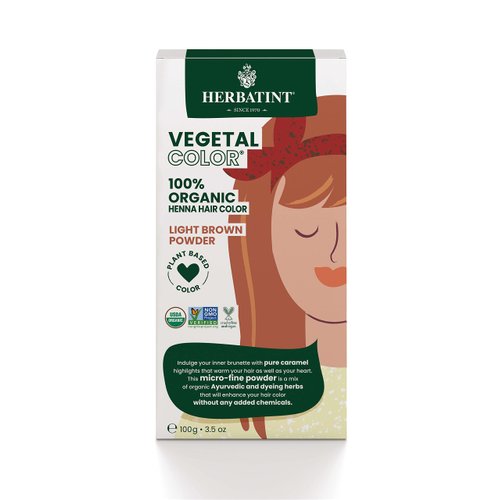 Herbatint Henna Color Organic Hair Dye - Plant-Based Henna Powder & Herbal Formula - Vegan - Light Brown - 3.5oz