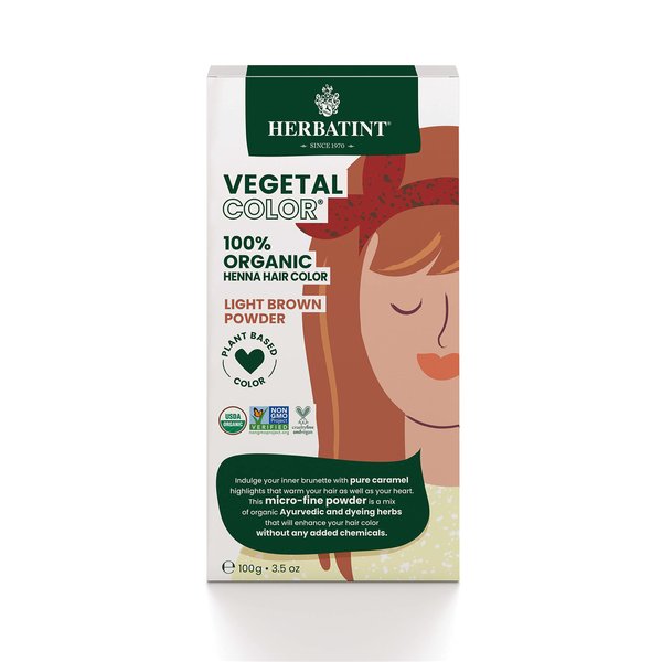 Herbatint Henna Color Organic Hair Dye - Plant-Based Henna Powder & Herbal Formula - Vegan - Light Brown - 3.5oz