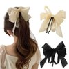 2Pcs Ribbon Bow Banana Hair Clip Bowknot Elegant Banana Gripper Vertical Ponytail Claw Clip Ponytail Holder for Women Girls Hair Accessories