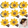 June Bloomy Girls Sunflower Hair Clips Flower Rubber Band Set Hawaii Plumeria Hairpin Hair Ties Ponytail Holders (8Pcs Sunflower)