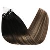 Sunny Micro Hair Extensions Human Hair Black Micro Bead Hair Extensions Human Hair Black Balayage Dark Brown Ombre Medium Ash Blonde Micro Human Hair Extensions Micro Ring Hair Extensions 18inch 50g