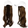 Human Hair Baseball Cap, Wig Hair, Hat Wig Hair Extension Wig Girl Synthetic White Baseball Cap Long Curly Hair Piece Hair Extension (White Hat + Light Brown)