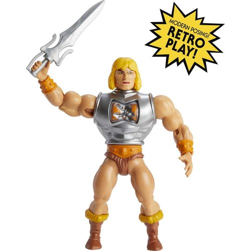Masters of the Universe Origins Deluxe He-Man 5.5-in Action Figure, Battle Character for Storytelling Play and Display, Gift for 6 to 10-Year-Olds and Adult Collectors