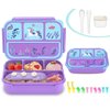 Sunhanny Bento Lunch Box for Kids - 4 Compartments, Sauce Container, Utensils, Food Picks and Muffin Cups, Purple Unicorn