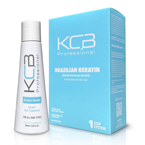 KCB Professional Brazilian Keratin, 1 Step Keratin Hair Treatment Kit at Home. Keratina para Alisar el Pelo. Straightening and Hair Frizz Control, All Hair Types, Formaldehyde Free, 3.38Floz