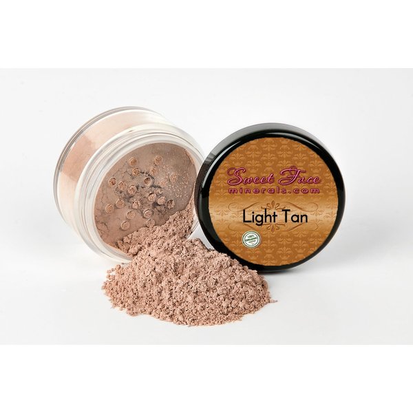 Sweet Face Minerals (Light Tan) (30gm Jar) FOUNDATION Mineral Makeup with SPF 18+, Full Coverage Matte Loose Powder, Bare Face Cosmetics