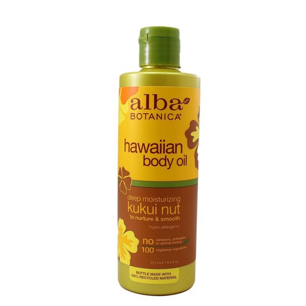 Alba Botanica Hawaiian Body Oil Kukui Nut 8.5 Ounces 2 Pack