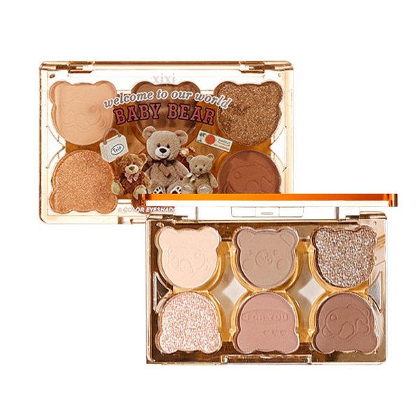 MeiPlumLai 6 Color Eyeshadow Palette Matte & Shimmer Eyeshadows Blendable & Long Lasting Eye Shadow Blendable & Buildable Eye Makeup Cute Bear outer packaging