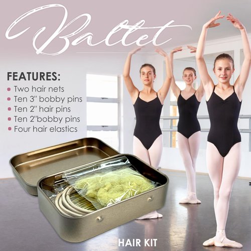 Bobby Pins - Hair Nets for Buns - Dance Competition Must Haves - 2pcs Invisible Hair Nets，20 Pieces U Shaped Pins 10 pcs Bobby Pins, 4pcs Hair Elastic Bands for Ballet Bun, Yoga,Working(Blonde)