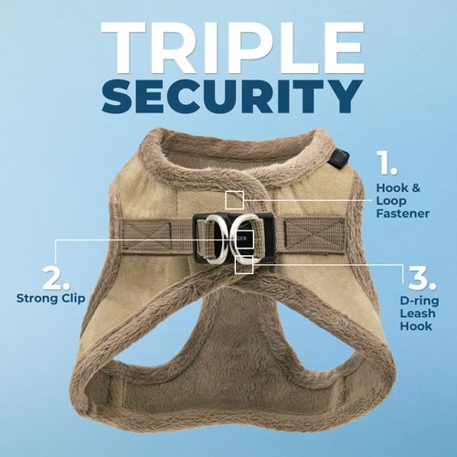 Voyager Step-In Plush Dog Harness – Soft Plush, Step In Vest Harness for Small and Medium Dogs by Best Pet Supplies - Harness (Latte Suede), XS (Chest: 13 - 14.5")