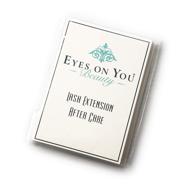 EYES ON YOU BEAUTY Eyelash Extension After Care Instruction Cards for Clients | Post Card Size 3.5 x 5" inches | Take Home Instruction For Lash Care And Maintenance | 25 Cards Per Pack