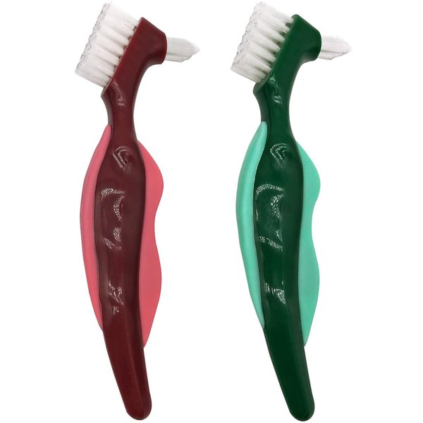 Premium Hard Denture Brush Toothbrush, Cleaning Brush, Multi-Layered Bristles & Portable Denture Double Sided Brush, Denture Care(Pack of 2)