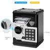 ATM Piggy Bank for Boys Girls, Vcertcpl Mini ATM Coin Bank Money Saving Box with Password, Kids Safe Money Jar for Adults with Auto Grab Bill Slot, Great Gift Toy Bank for Kids (Black+Silver)