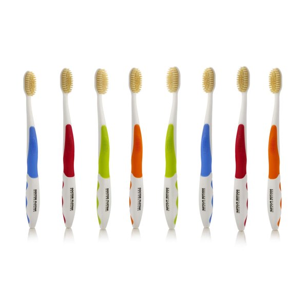 MOUTHWATCHERS Dr Plotkas Extra Soft Flossing Toothbrush Manual Soft Toothbrush for Adults, Ultra Clean Toothbrush, Good for Sensitive Teeth and Gums, Multicolor, Stocking Stuffers, 8 Pack