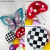 ECEAE 159Pcs Wonderland Balloon Arch Garland Kit with Pink, Yellow, Green, Purple, Butterfly, Mushroom, Checkered Foil Balloons, for Fairy 1st Birthday, Baby Shower, Tea Party, Onederland Birthday