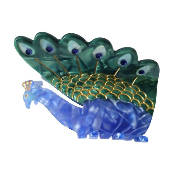 CLIP SUGAR Peacock Hair Clip,Acetate Hair Clip,Small Claw Clip for Women, 1 Count (Pack of 1)