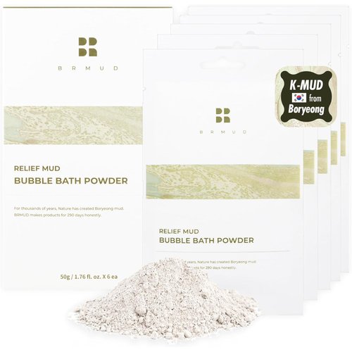 BRMUD Relief Mud Bubble Bath Powder (Pack of 6, 1.76 oz) | Hypoallergenic Mud Powder Bubble Bath w/ 98% Nature-Derived Ingredients | Moisturizing & Foaming Bubble Bath Oil Control for All Skin Types