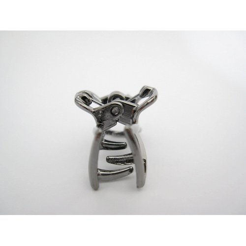 Generic Tiny small dark silver tone bow shaped metal hair claw clip