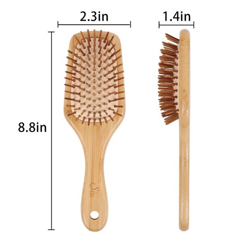 SIU Bamboo Paddle Hair Brush Detangling Hairbrush for Women, Men and Kids, Suitable for All Hair Styles - Small