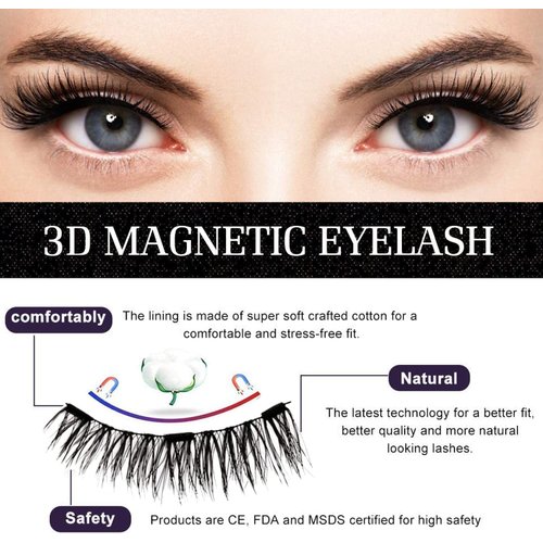 XYKJLIAO Magnetic Eyelashes without Eyeliner - Reusable Dual Magnetic lashes with 16 Pair, Looking Natural No Glue 3D False Eyelashes Kit with Applicator, Reusable & Waterproof False Eyelashes