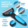 Pet Grooming Brush, Handheld Metal Blade Undercoat Dematting Rake, Double-Sided Extra Wide, Suitable for Long-Haired Dogs and Cats Comb, Focused on Removing Mats and Tangles (Blue)